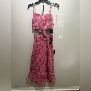 Lulu's Pink Floral Midi Dress